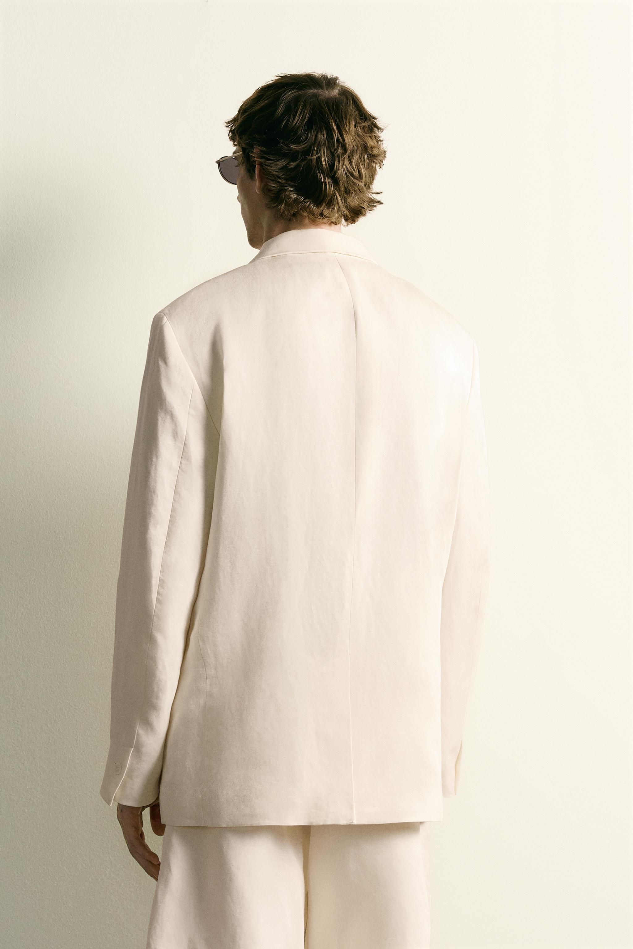 VESTE À BOUTONNAGE CROISÉ EN VISCOSE ET LIN